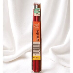VTG Faber-Castell Venus 1007 Erasable Red Colored Pencils Lot of 2 Unused 70s‎